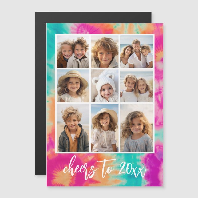 Cheers to the New Year Tie-Dye Teal 70s Vibe (Front/Back)