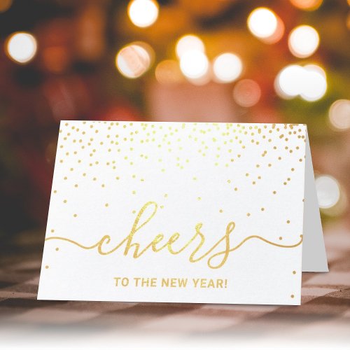 Cheers To The New Year Trendy Typography Photo Foil Card