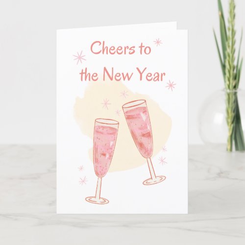 Cheers to the New Year Vintage Midcentury Card
