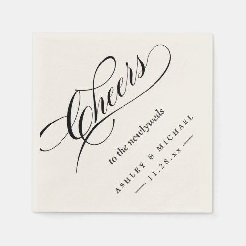 Cheers To the Newlyweds Typography Script Wedding Paper Napkins