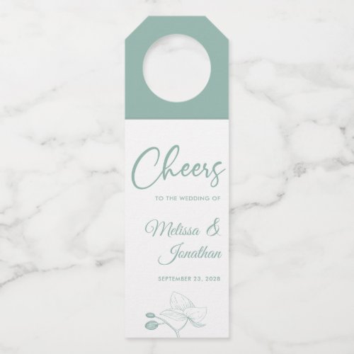 Cheers to the wedding delicate orchids custom bottle hanger tag