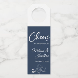 Cheers to the wedding delicate orchids custom bottle hanger tag