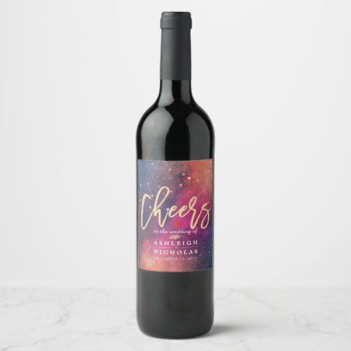 Cheers To The Wedding Galaxy Nebula Constellations Wine Label