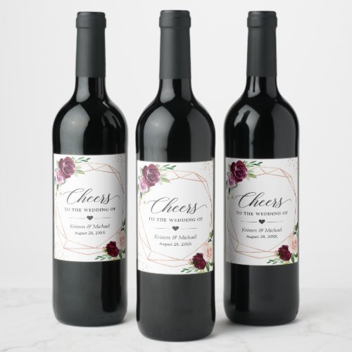 Cheers To The Wedding Modern Purple Blush Floral Wine Label - Cheers To The Wedding Modern Purple Blush Floral Wine Label. 
(1) For further customization, please click the "customize further" link and use our design tool to modify this template. 
(2) If you need help or matching items, please contact me.