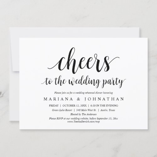 Cheers to the Wedding Rehearsal Dinner Party  Invitation
