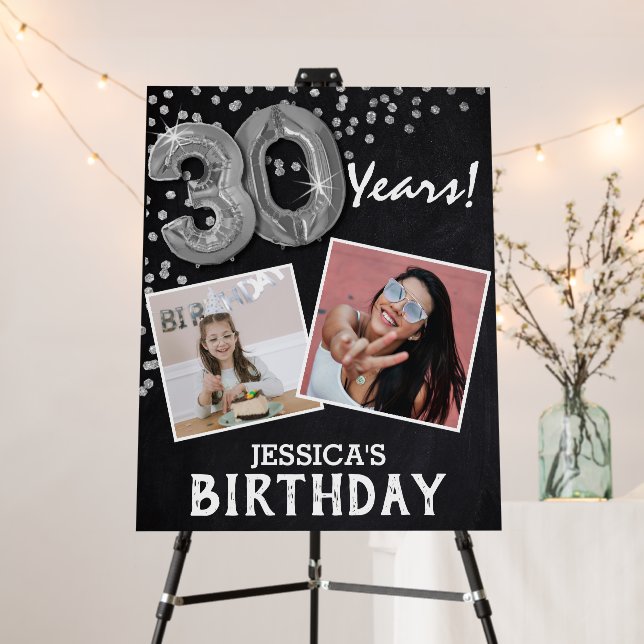 'Cheers to the Years' 2 Photo 30th Birthday Foam Board (In Situ (Stand))