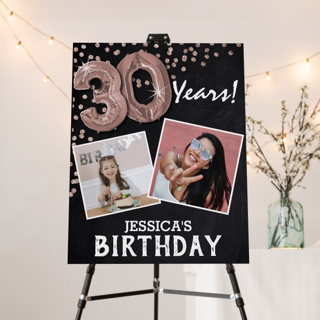 'Cheers to the Years' 2 Photo 30th Birthday Foam Board (In Situ (Stand))