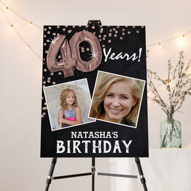 'Cheers to the Years' 2 Photo 40th Birthday Foam Board (In Situ (Stand))