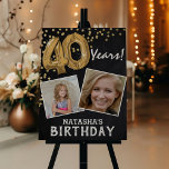 'Cheers to the Years' 2 Photo 40th Birthday Foam Board<br><div class="desc">Celebrating the BIG 40! This welcome sign allow you to upload a before and after photograph of the birthday man or woman. Featuring a rustic chalkboard background,  gold number forty helium balloons,  faux gold glitter confetti,  name and occassion.</div>