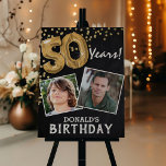 'Cheers to the Years' 2 Photo 50th Birthday Foam Board<br><div class="desc">Unveiling the ultimate milestone memento, our celebration sign for the Big 50! Display the wonderful journey of aging gracefully with a before and after photo of your loved one. The design echoes rustic elegance with its chalkboard background, paired with gold helium number fifty balloons and faux glitter confetti. Personalise it...</div>