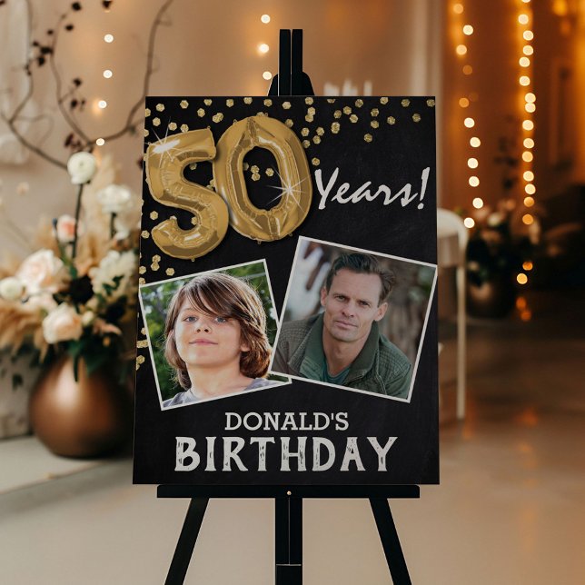 'Cheers to the Years' 2 Photo 50th Birthday Foam Board (Creator Uploaded)