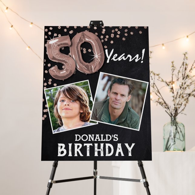 'Cheers to the Years' 2 Photo 50th Birthday Foam Board (In Situ (Stand))