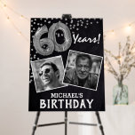 'Cheers to the Years' 2 Photo 60th Birthday Foam Board<br><div class="desc">Celebrating the BIG 60! This welcome sign allow you to upload a before and after photograph of the birthday man or woman. Featuring a rustic chalkboard background,  silver number sixty helium balloons,  faux silver glitter confetti,  name and occassion.</div>