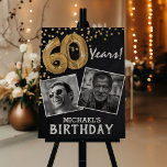 'Cheers to the Years' 2 Photo 60th Birthday Foam Board<br><div class="desc">Celebrating the BIG 60! This welcome sign allow you to upload a before and after photograph of the birthday man or woman. Featuring a rustic chalkboard background,  gold number sixty helium balloons,  faux gold glitter confetti,  name and occassion.</div>