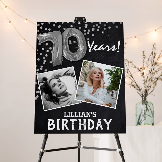 'Cheers to the Years' 2 Photo 70th Birthday Foam Board (In Situ (Stand))