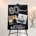 'Cheers to the Years' 2 Photo 80th Birthday Foam Board<br><div class="desc">Celebrating the BIG 80! This welcome sign allow you to upload a before and after photograph of the birthday man or woman. Featuring a rustic chalkboard background,  silver number eighty helium balloons,  faux silver glitter confetti,  name and occassion.</div>