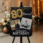 'Cheers to the Years' 2 Photo 80th Birthday Foam Board<br><div class="desc">Celebrating the BIG 80! This welcome sign allow you to upload a before and after photograph of the birthday man or woman. Featuring a rustic chalkboard background,  gold number eighty helium balloons,  faux gold glitter confetti,  name and occassion.</div>