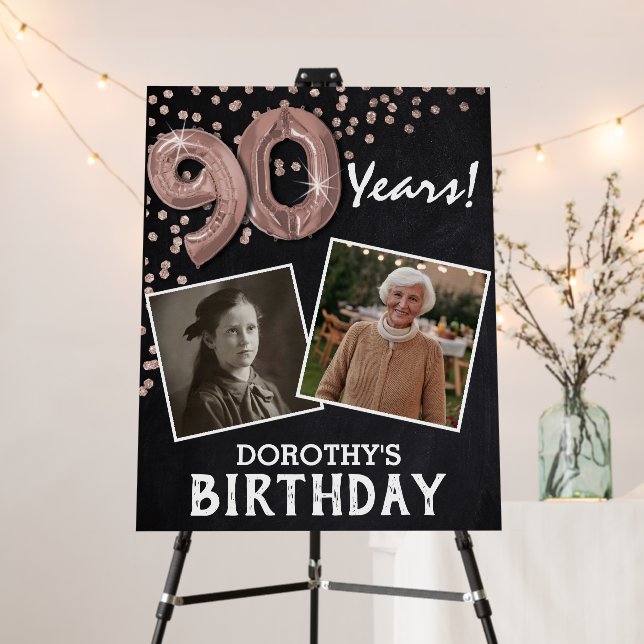 'Cheers to the Years' 2 Photo 90th Birthday Foam Board (In Situ (Stand))