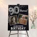 'Cheers to the Years' 2 Photo 90th Birthday Foam Board<br><div class="desc">Celebrating the BIG 90! This welcome sign allow you to upload a before and after photograph of the birthday man or woman. Featuring a rustic chalkboard background,  silver number ninety helium balloons,  faux silver glitter confetti,  name and occassion.</div>