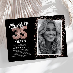 Cheers to The Years 35th Birthday Photo Invitation