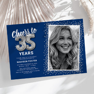 Cheers to The Years 35th Birthday Photo Invitation