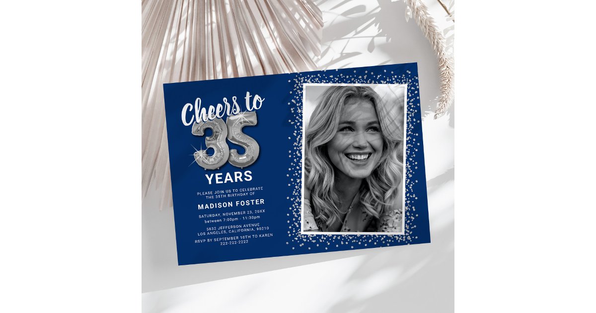 Cheers to The Years 35th Birthday Photo Invitation | Zazzle