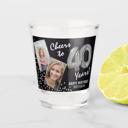 Cheers to the Years 40th Birthday 2 Photo Shot Glass