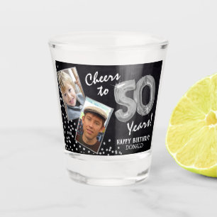 Cheers to the Years 50th Birthday 2 Photo Shot Glass