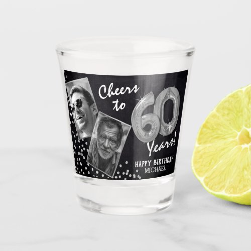 Cheers to the Years 60th Birthday 2 Photo Shot Glass