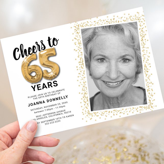 Cheers to The Years 65th Birthday Photo Invitation (Creator Uploaded)