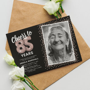 Cheers to The Years 85th Birthday Photo Invitation