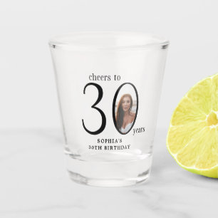 Cheers to Thirty Minimal Photo 30th Birthday Shot Glass
