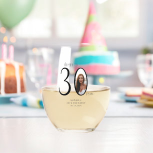 Cheers to Thirty Minimal Photo 30th Birthday Stemless Wine Glass