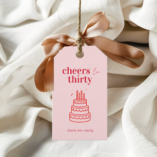 Cheers to Thirty Pink Birthday Gift Tags