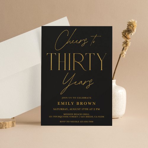 Cheers to Thirty Years 30th Birthday Party Invitation