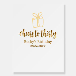 Cheers to thirty yellow brown birthday pastel gift foam board