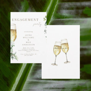 Cheers to Us Champagne Toast Engagement Party Invitation