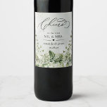 Cheers To Wedding Sage Green Foliage Botanical Wine Label<br><div class="desc">Cheers To New Mr & Mrs Wedding Sage Green Foliage Botanical Wine Label. This wedding Wine Label features watercolor greenery foliage with small white flowers & roses creating elegant look for your wedding day. It is perfect for garden, spring, summer, rustic, sage green themed weddings. You can edit/personalize whole Template....</div>