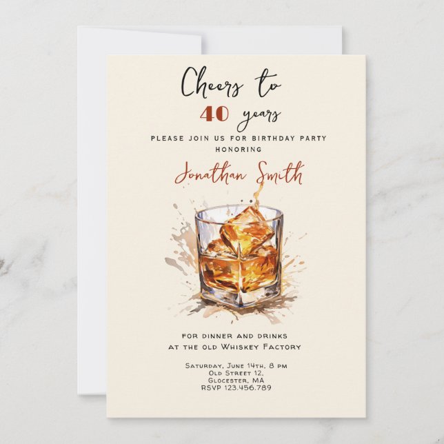 Cheers to... Whiskey celebration birthday party  Invitation (Front)