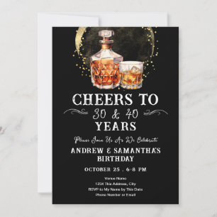 Cheers to Whiskey Double Adult Birthday Invitation