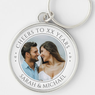 Cheers To X Years Custom Photo Anniversary  Keychain