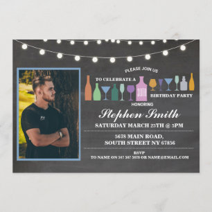 Cheers To Years Any Age Birthday Mens Bar Drinks Invitation