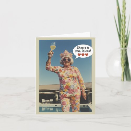 Cheers to you Queen Retro Colorful fun Card