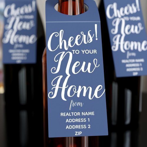 Cheers to Your New Home Realtor Welcome Gift Bottle Hanger Tag