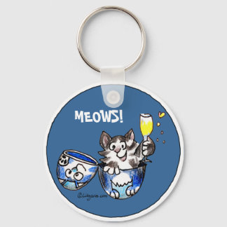 Cheers Toasting Kitty Cat Cartoon Cute Keychains