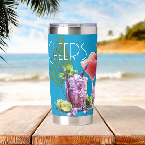 Cheers Tropical Drinks Party Insulated Tumbler