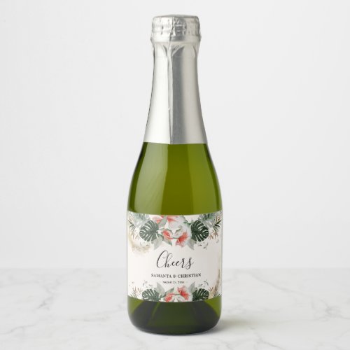 Cheers Tropical Palm Wedding Mini Sparkling Wine L Sparkling Wine Label