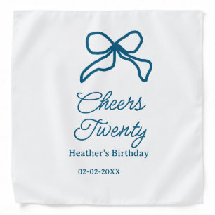Cheers twenty blue birthday bow name date boho ret bandana