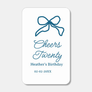 Cheers twenty blue birthday bow name date boho ret matchboxes
