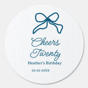 Cheers twenty blue birthday bow name date boho ret sign